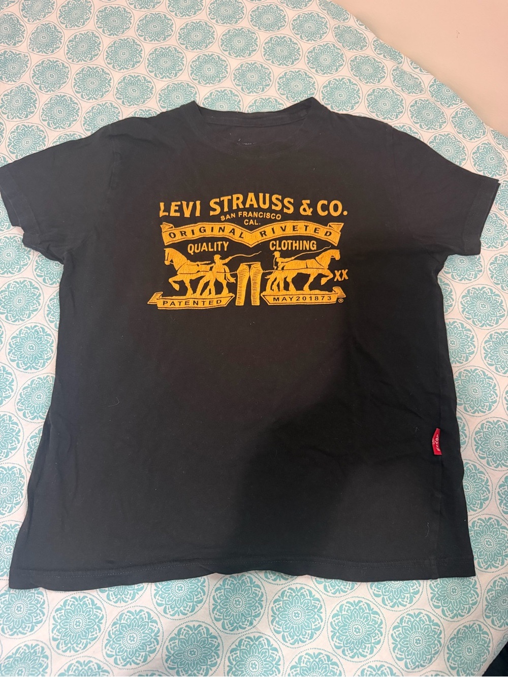 Levi's Black Tee with Yellow Levi Strauss Logo